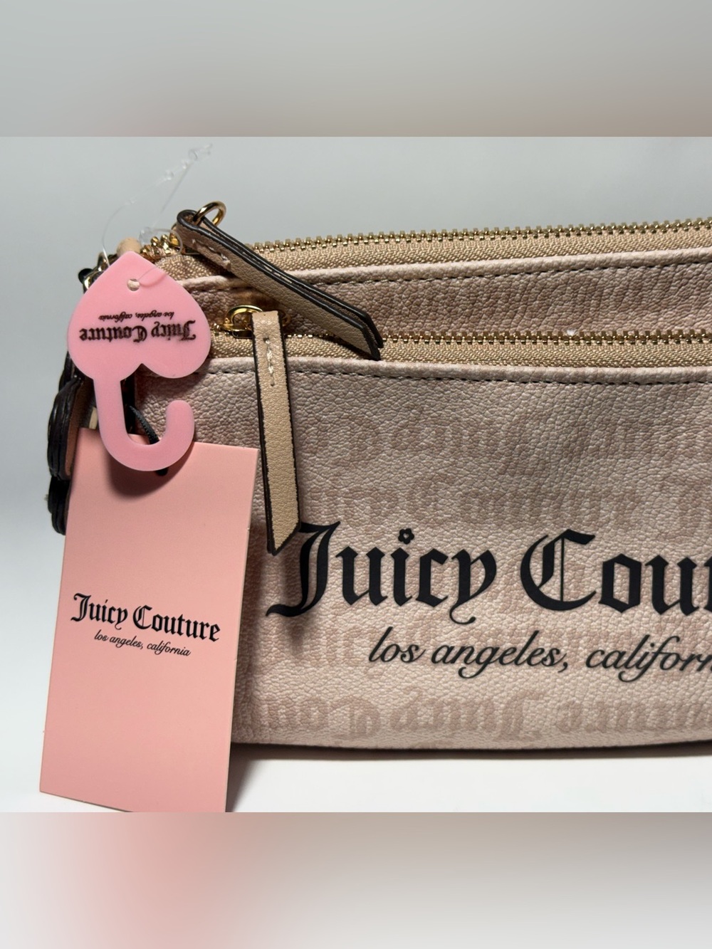 Juicy Couture Heritage Gothic Logo Double Zip Wallet Wristlet Pouch Clutch NWT - Picture 2 of 9